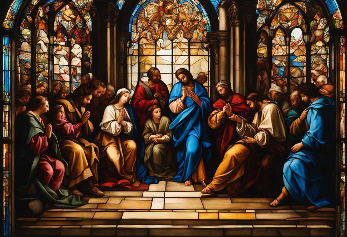 A-diverse-group-prays-together-illuminated-by-stained-glass-embodying-unity-and-hope_yfmi
