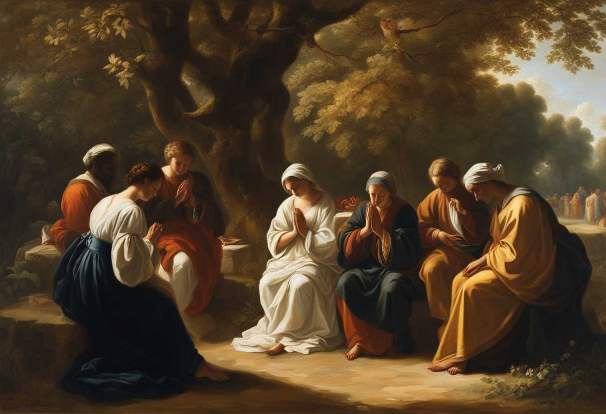 A-diverse-group-prays-together-under-sunlit-trees-embodying-unity-hope-and-tranquility_swhl