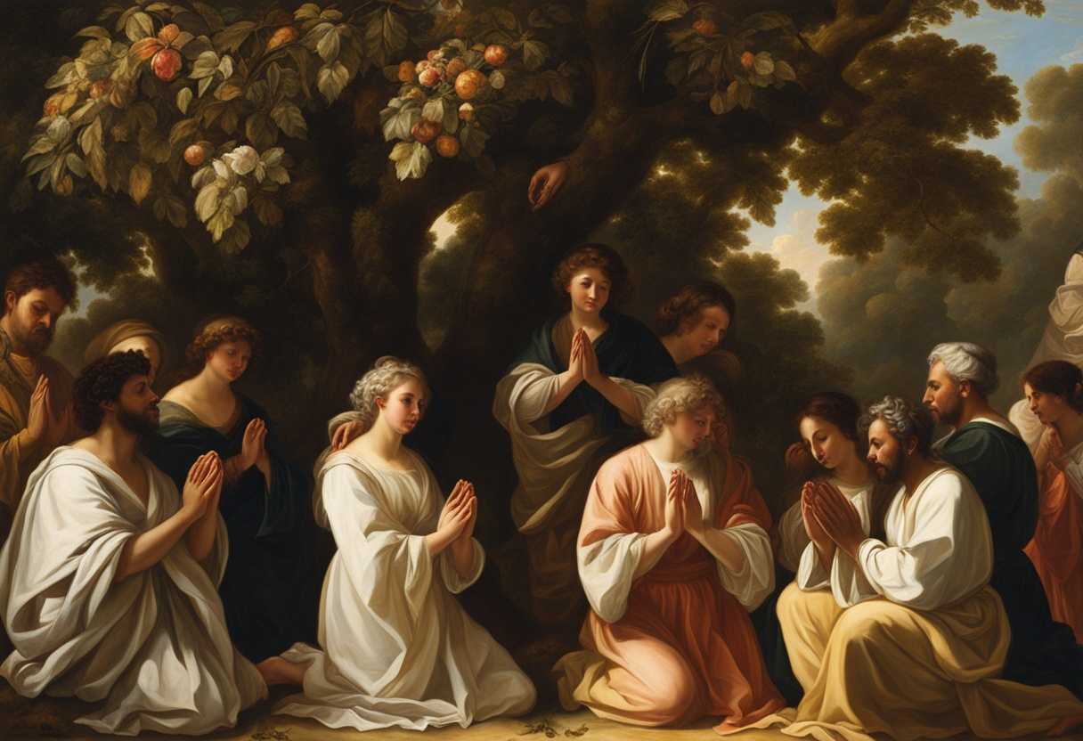 A-diverse-group-prays-under-sunlit-trees-embodying-unity-peace-and-spiritual-connection_ztfh