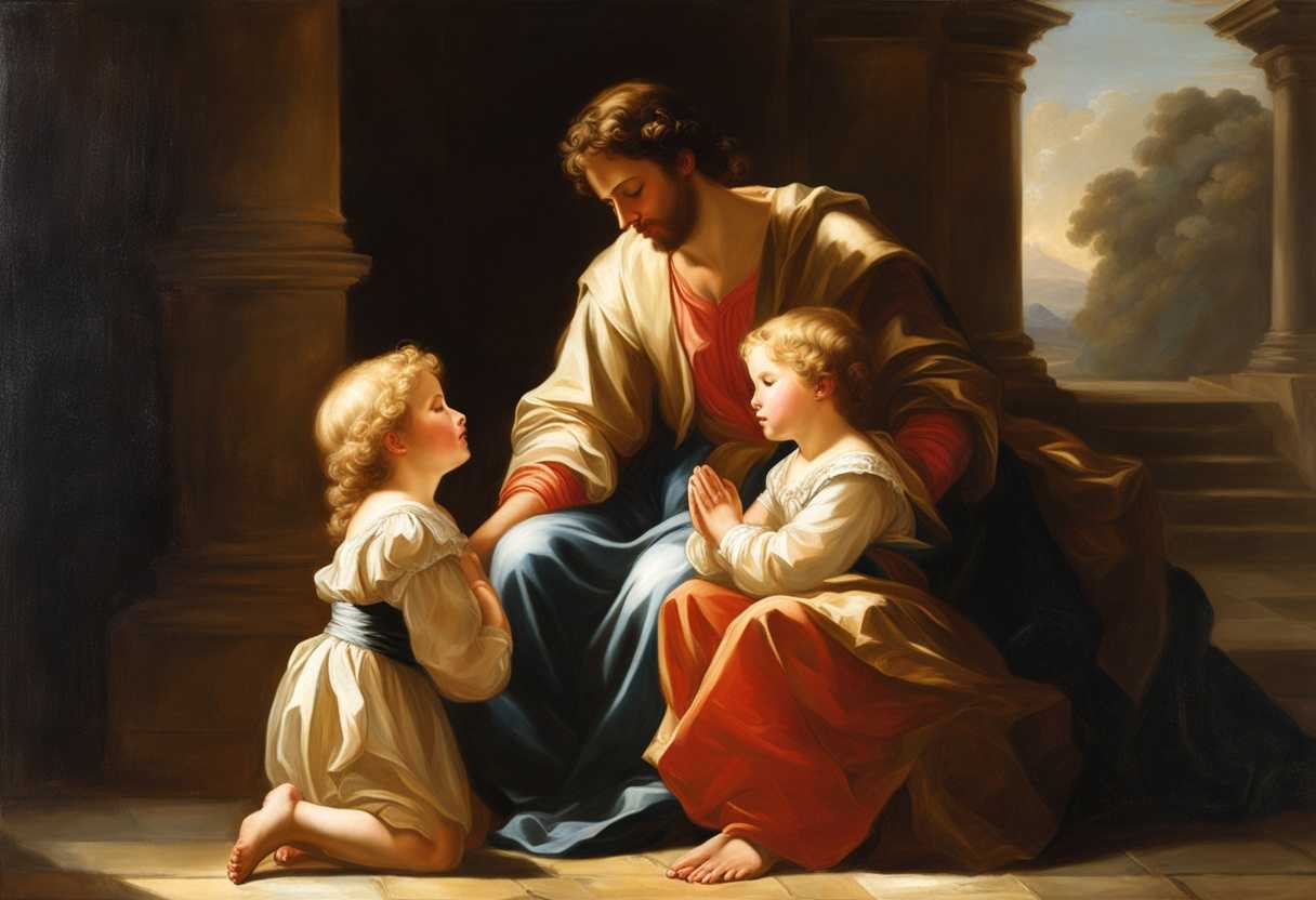 A-father-and-children-in-prayer-bathed-in-warm-light-radiating-love-and-peace_uejr