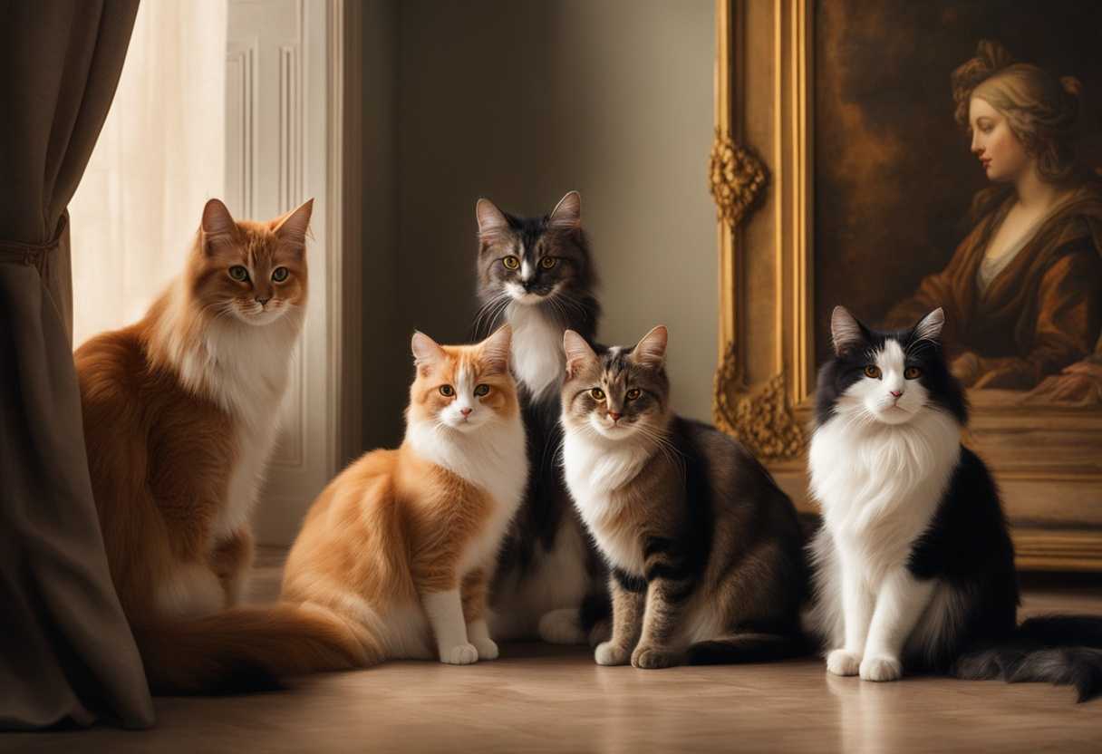 A-group-of-elegant-cats-bask-in-soft-light-exuding-warmth-connection-and-empathy_twge