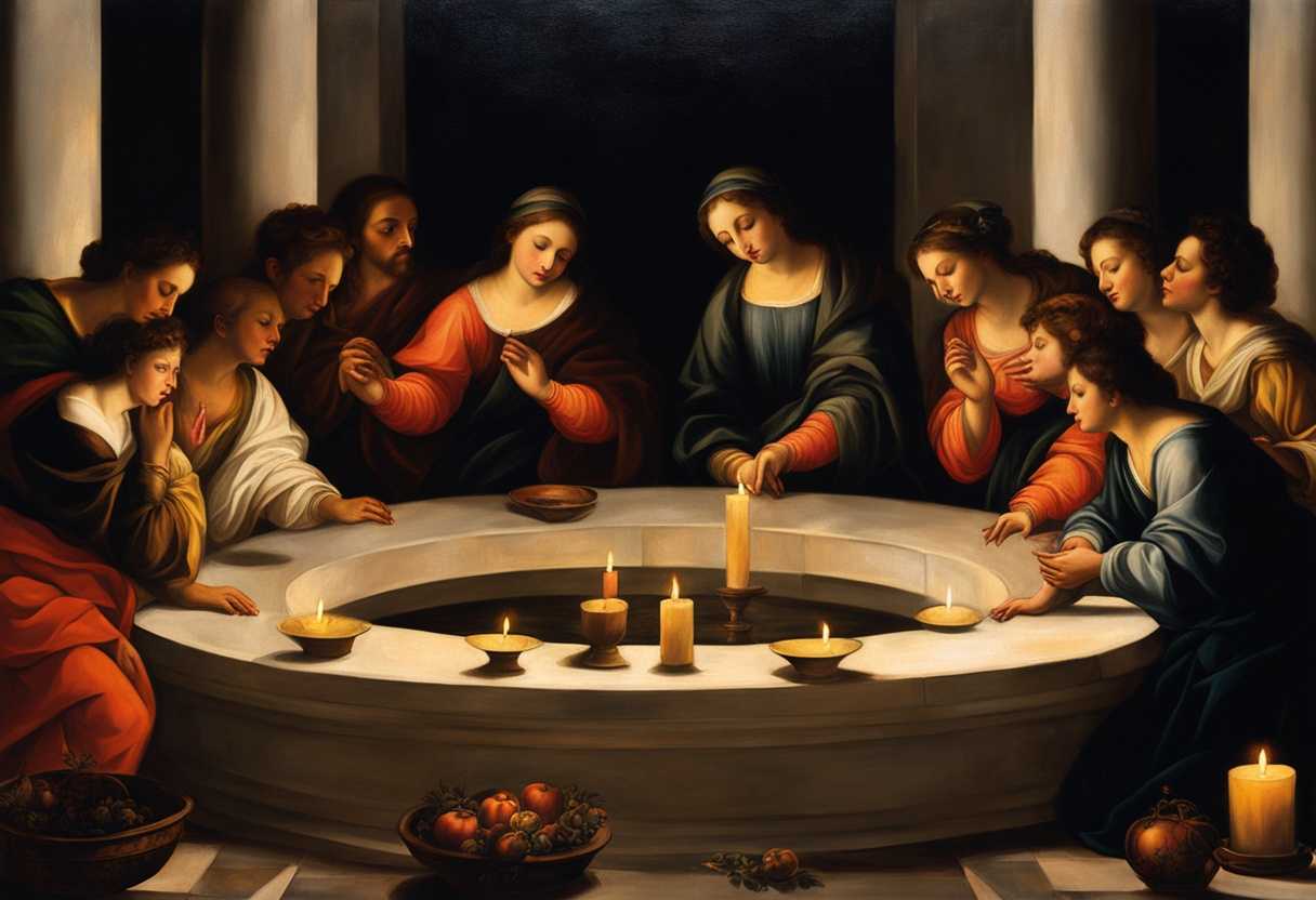A-serene-circle-of-prayer-candles-flickering-nature-s-embrace-faces-illuminated-with-hope_ypjj