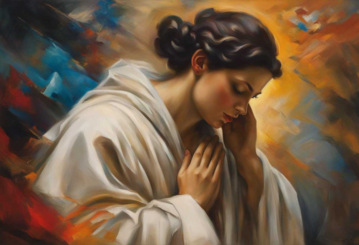 A-serene-figure-in-prayer-amidst-a-vibrant-chaotic-background-embodying-tranquility_tuuc