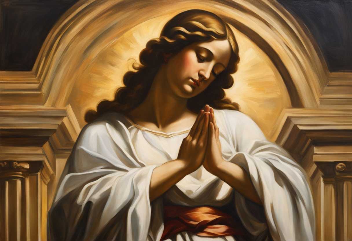 A-serene-figure-in-prayer-illuminated-by-gentle-light-embodies-peace-and-reflection_werx