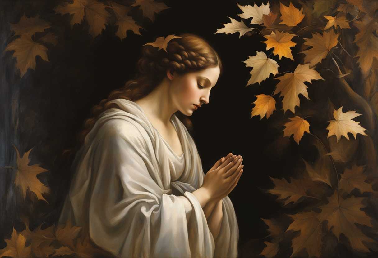 A-serene-figure-in-prayer-surrounded-by-soft-light-and-rustling-leaves-embodies-tranquility_gqmr