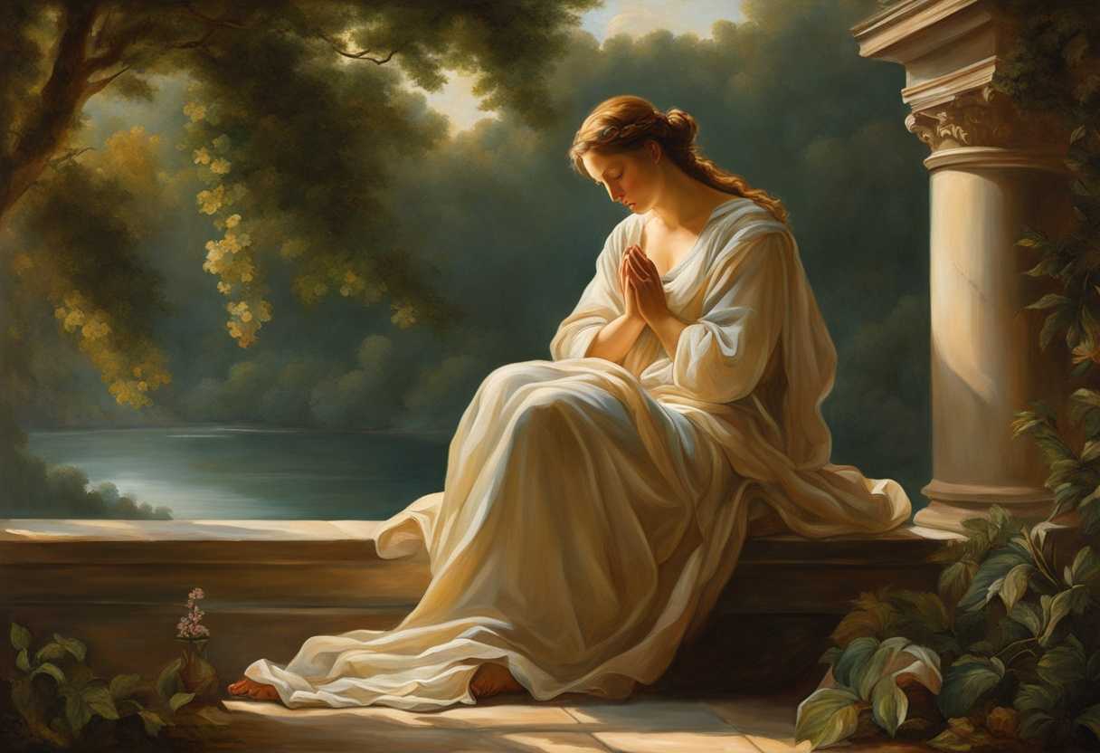 A-serene-figure-prays-at-dawn-surrounded-by-vibrant-greenery-embodying-hope-and-tranquility_zpso