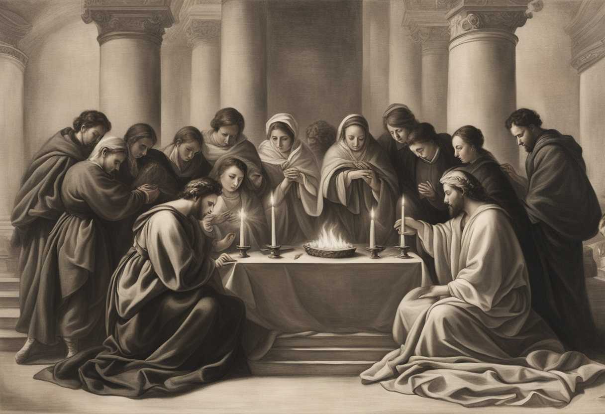 A-serene-gathering-in-nature-people-praying-together-candles-flickering-unity-and-compassion-felt_gofa