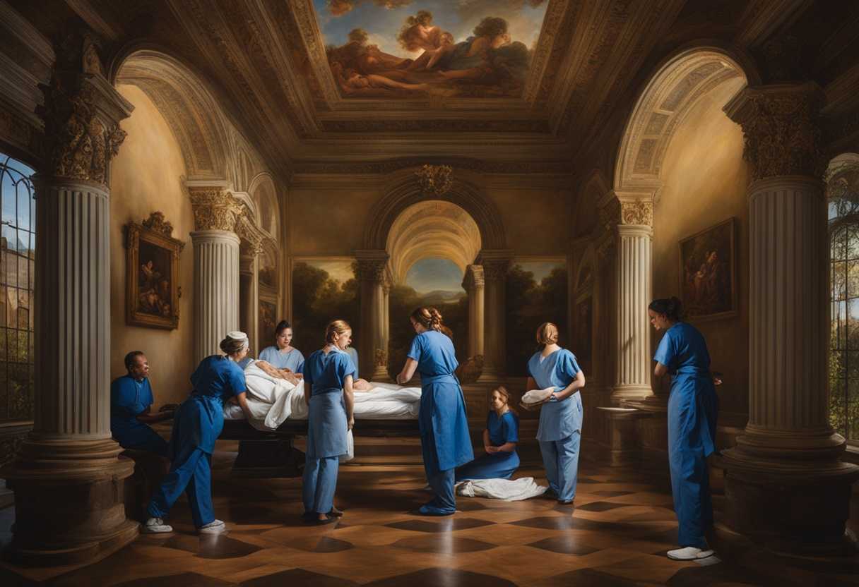 A-united-healthcare-team-in-scrubs-illuminated-by-soft-light-embodies-hope-and-compassion_iddb