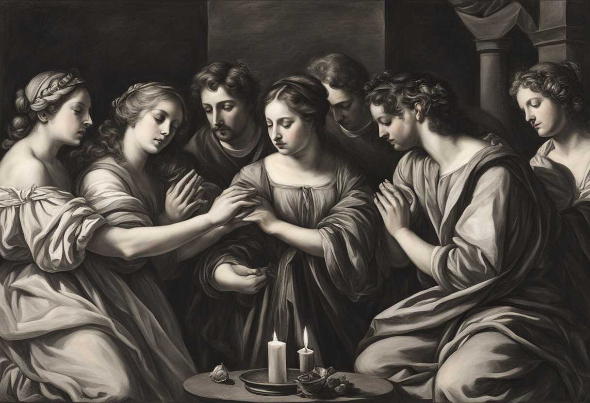 Candlelit-prayer-circle-clasped-hands-solemn-faces-unity-in-hope-and-determination_digb