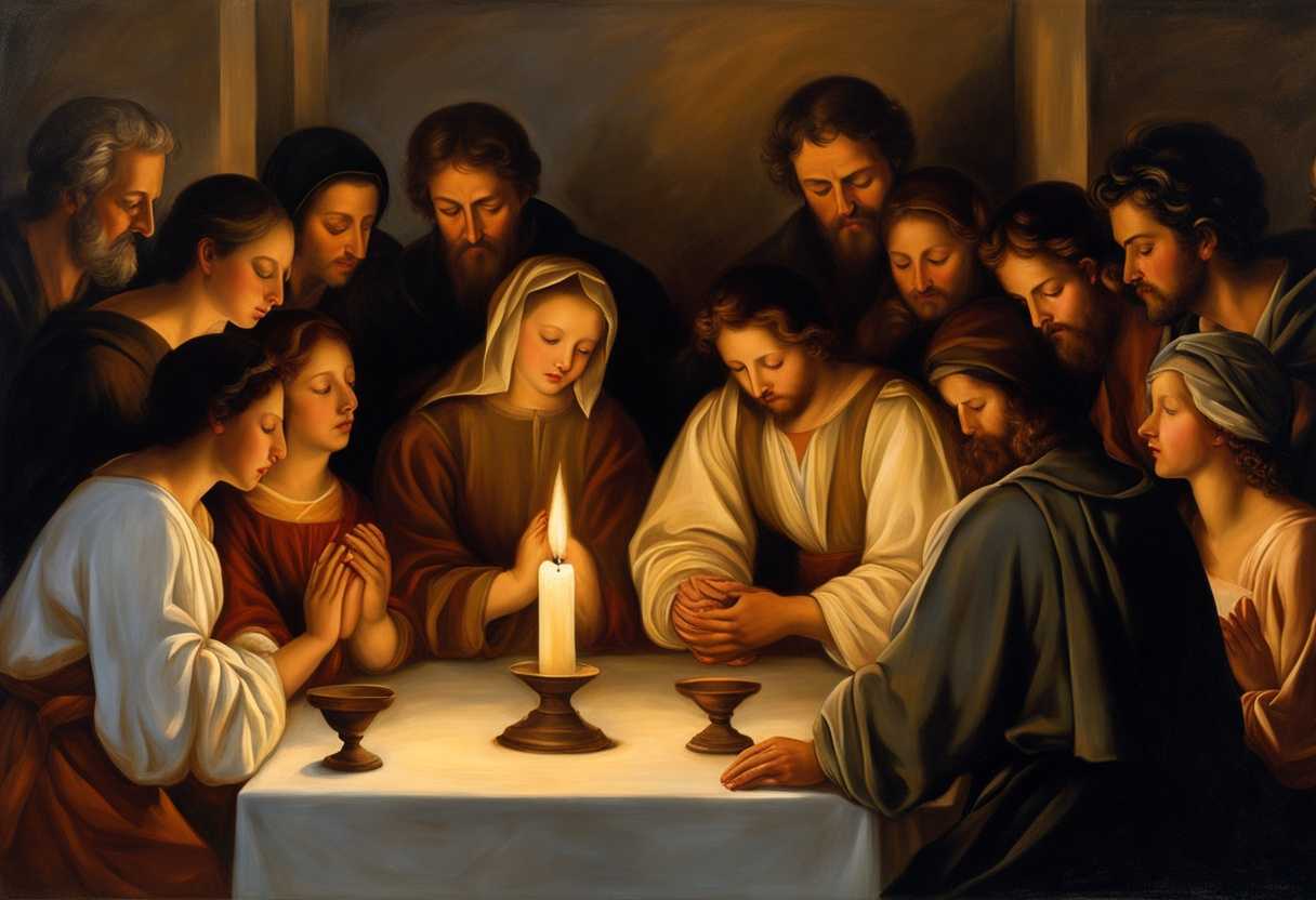 Candlelit-prayer-circle-heads-bowed-hands-clasped-serene-faces-invoking-St-Joseph-s-guidance_wdql