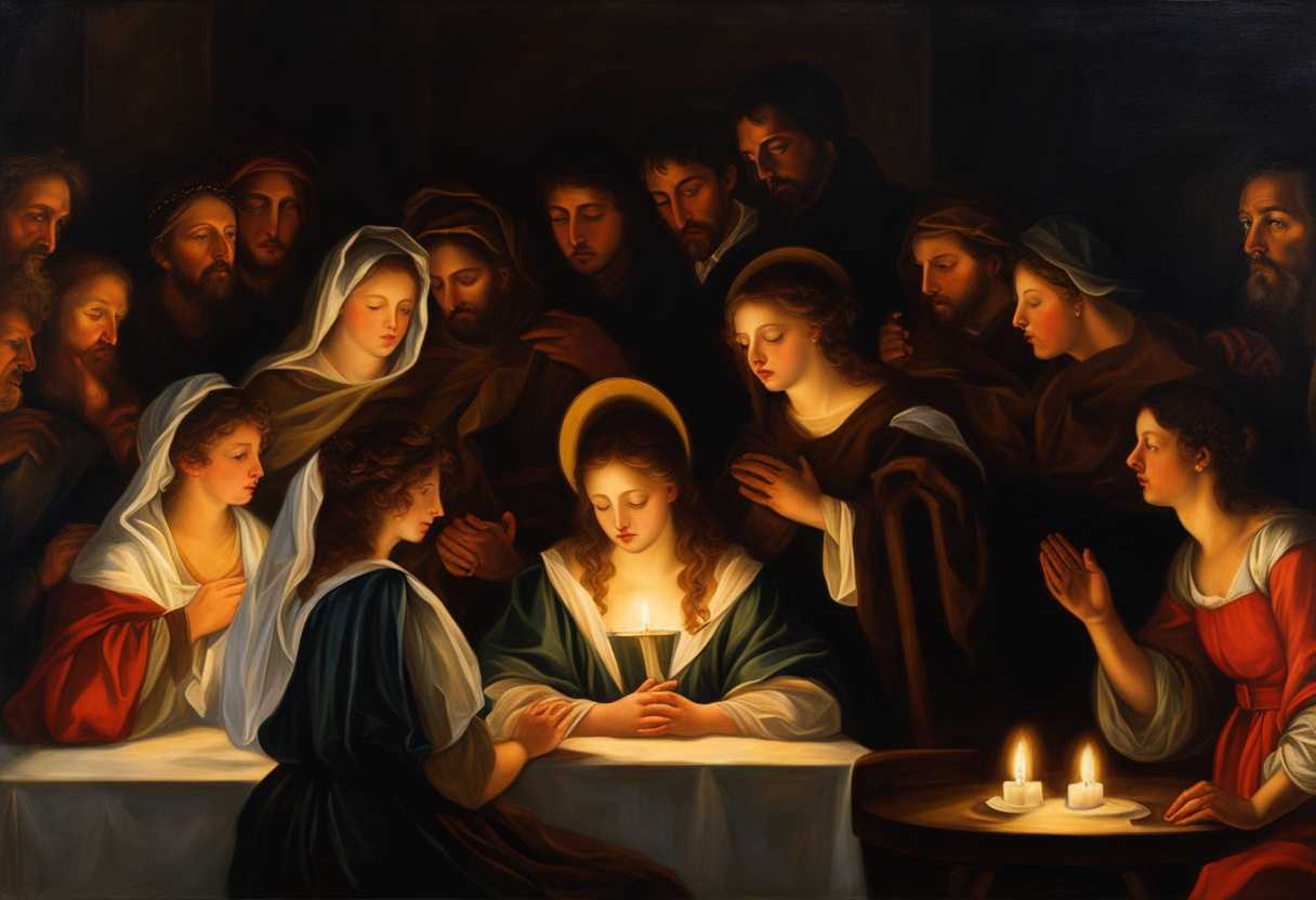Candlelit-sanctuary-individuals-praying-faces-uplifted-seeking-solace-and-healing-from-St-Dymphna_njiq