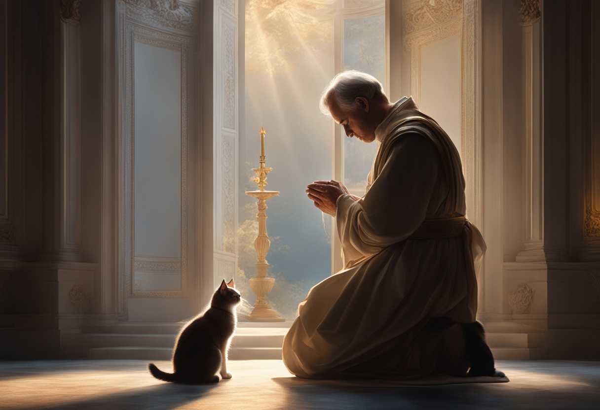 Father-and-cat-pray-together-in-soft-light-sharing-a-moment-of-peaceful-connection-and-love_zzrf