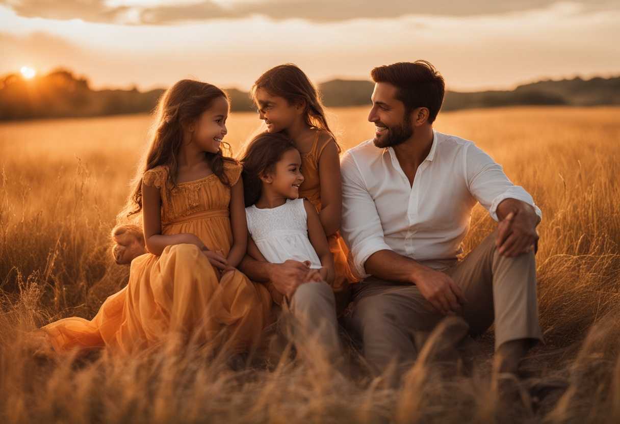 Father-and-children-bask-in-sunset-glow-sharing-gentle-smiles-and-quiet-devotion_ebjr
