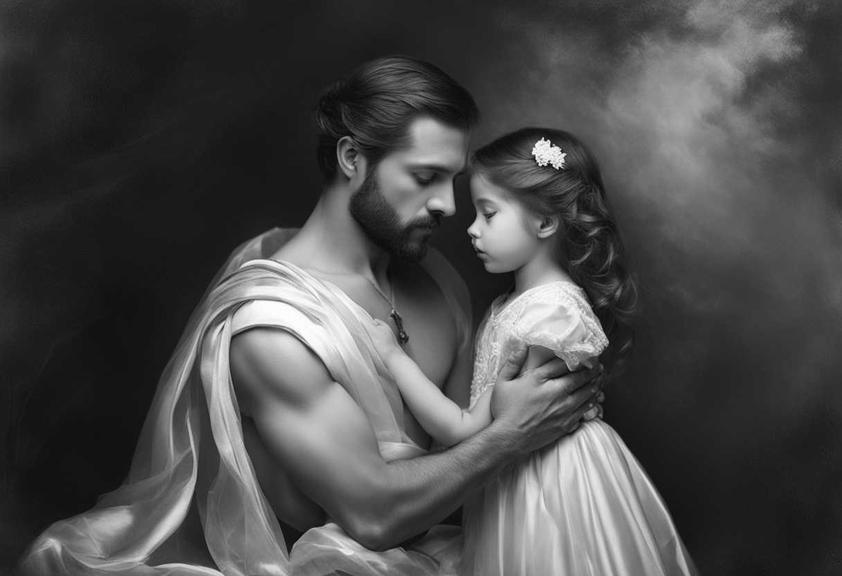 Father-and-daughter-pray-together-creating-a-serene-and-intimate-black-and-white-moment_nlmx