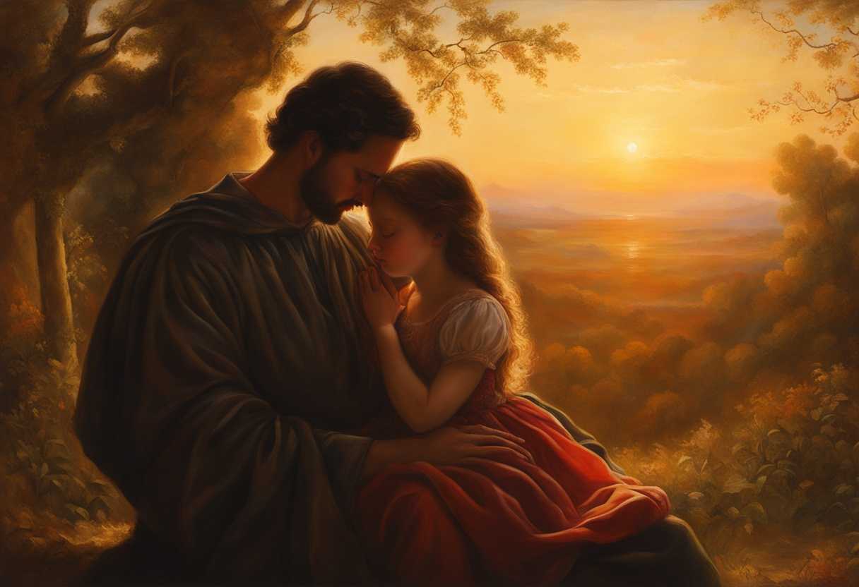 Father-and-daughter-share-a-peaceful-embrace-in-prayer-bathed-in-warm-sunset-light_mpyq