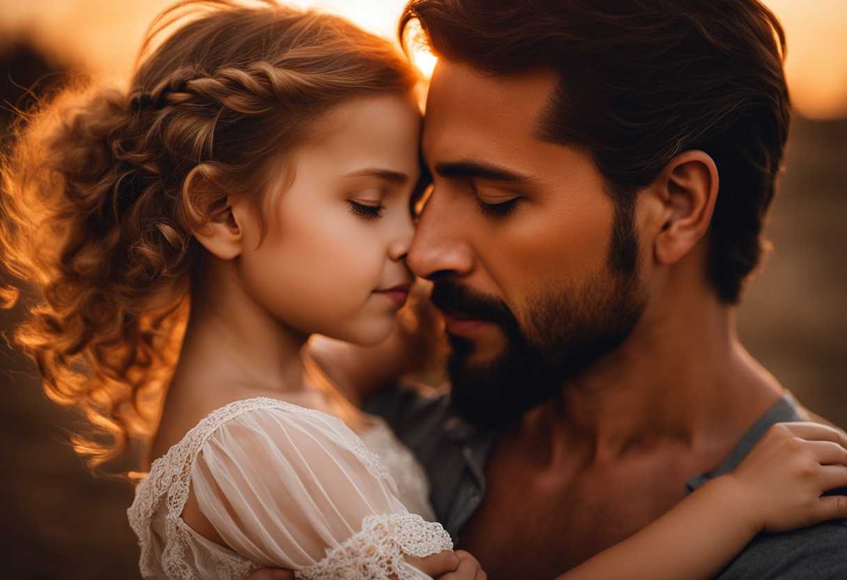 Father-and-daughter-share-a-tender-moment-at-sunset-radiating-love-trust-and-faith_hizs