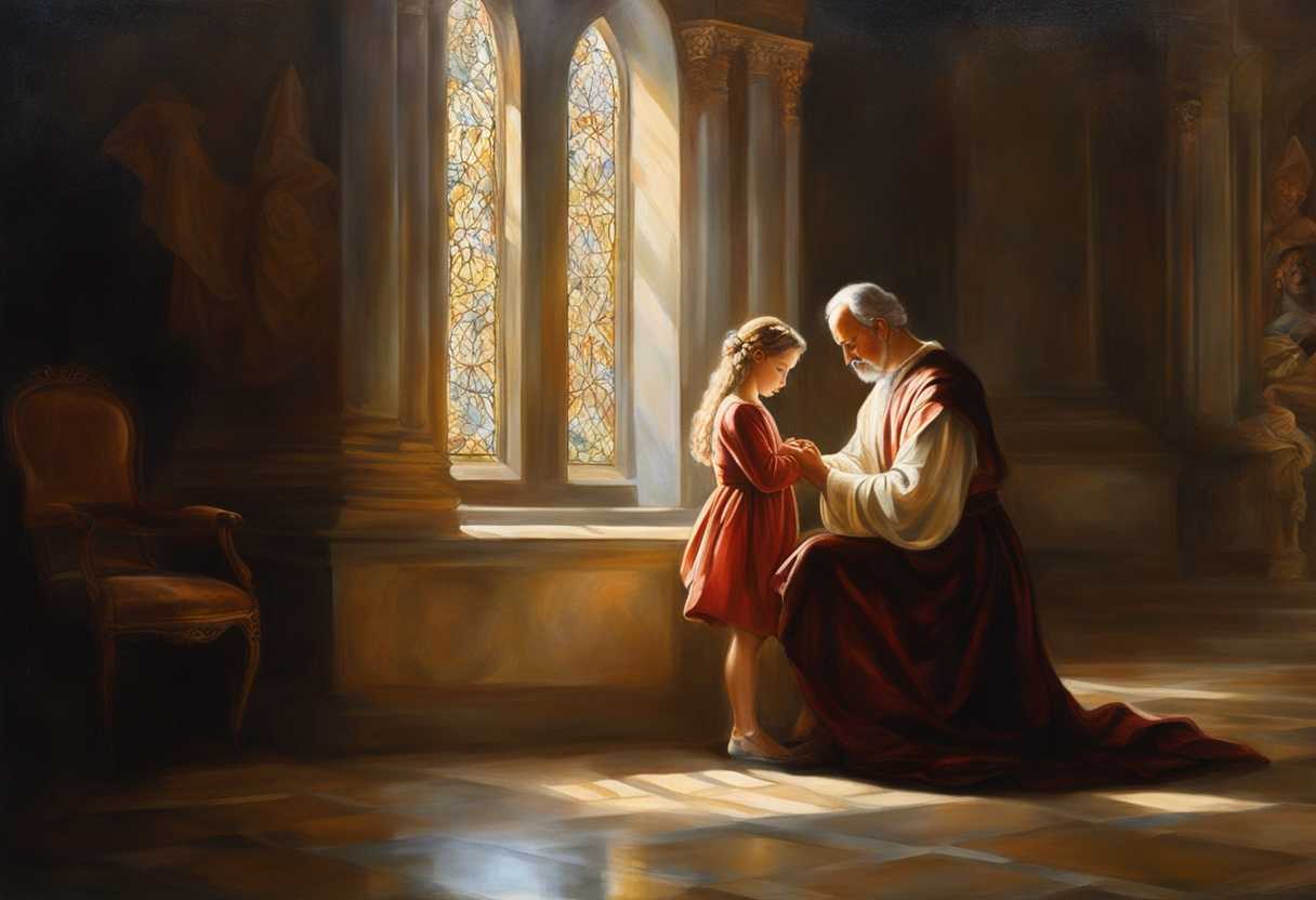 Father-and-daughter-share-a-tender-prayer-bathed-in-soft-light-embodying-trust-love-and-faith_efeu
