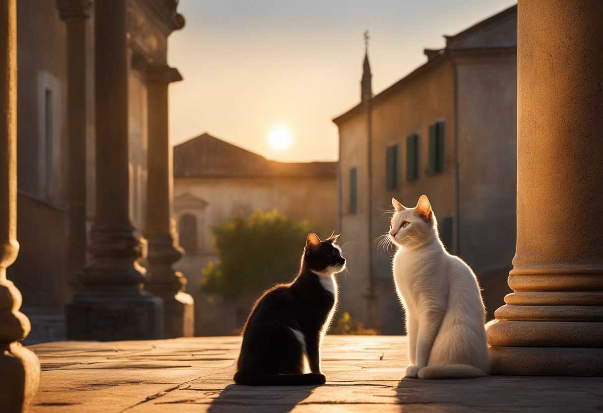 Lonely-cats-basking-in-the-evening-light-sharing-silent-companionship-under-the-setting-sun_mhkj