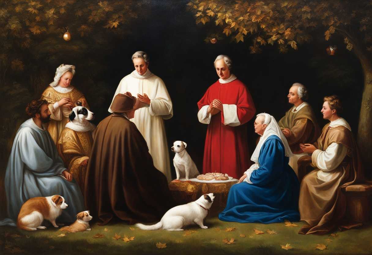 Neighbors'-pets-gather-around-a-priest-for-a-serene-blessing-under-warm-tree-glow_jxvw