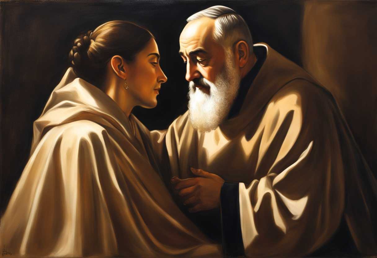 Padre-Pio-envelops-a-follower-in-warm-light-exuding-love-faith-and-protection_lirs