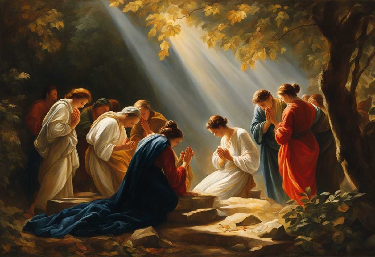 People-in-prayer-amidst-nature-sunlight-filtering-through-leaves-radiating-gratitude-and-serenity_gknz