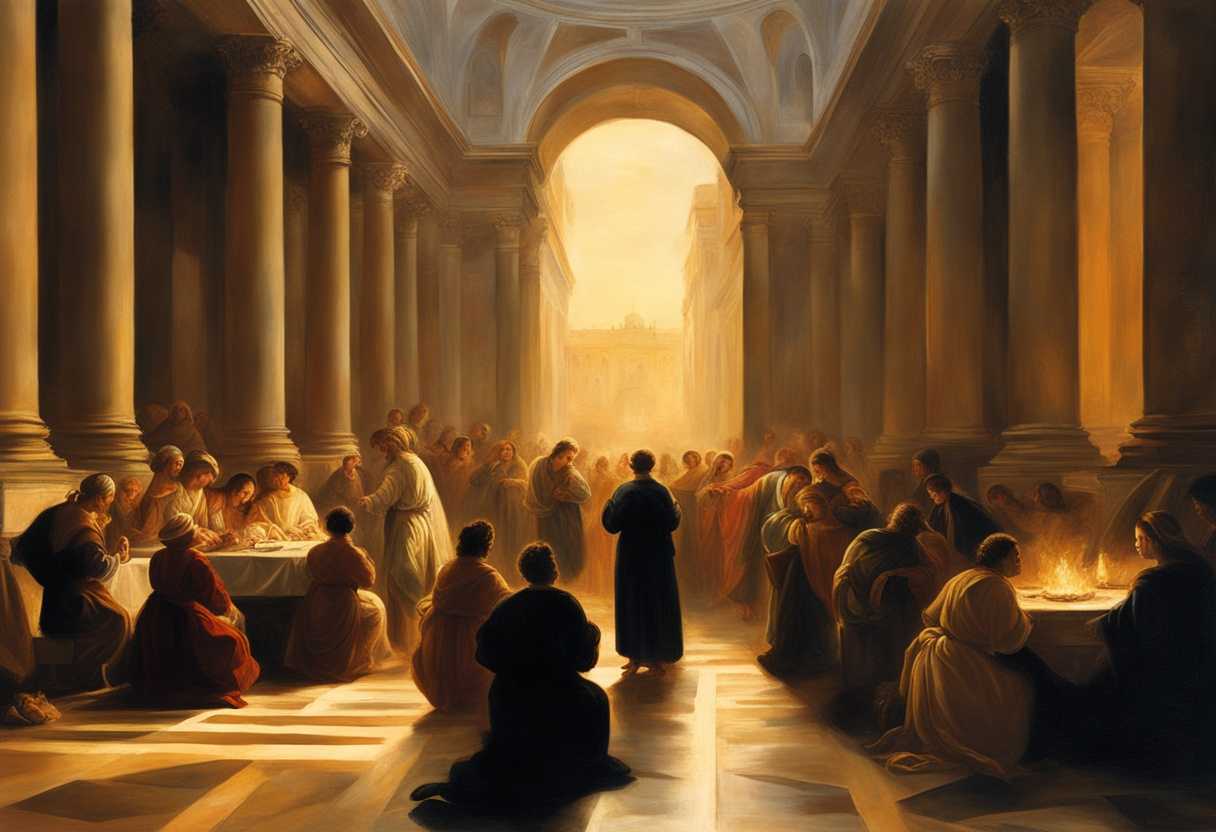 People-gather-under-golden-light-expressing-awe-gratitude-and-spiritual-connection-through-prayer_opac