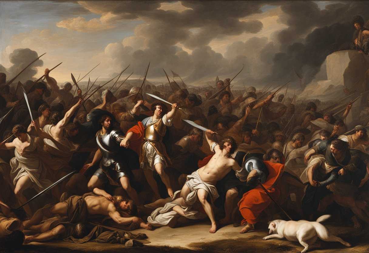 David-standing-triumphantly-on-a-battlefield-surrounded-by-defeated-Syrian-soldiers-exuding-power-_ofxj