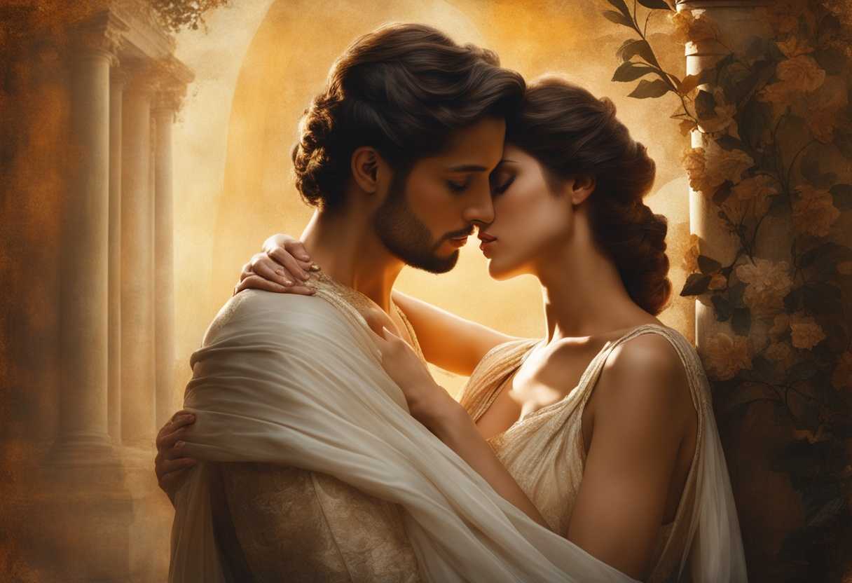 Vintage-couple-in-warm-embrace-golden-light-tender-gaze-embody-enduring-love-and-devotion_pznq