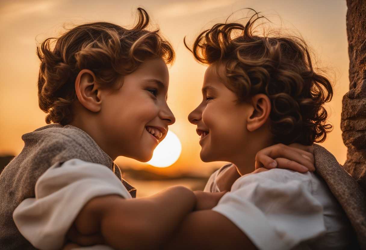 Brothers-basking-in-sunset-glow-sharing-genuine-smiles-embodying-authentic-bond-and-timeless-nosta_mikr