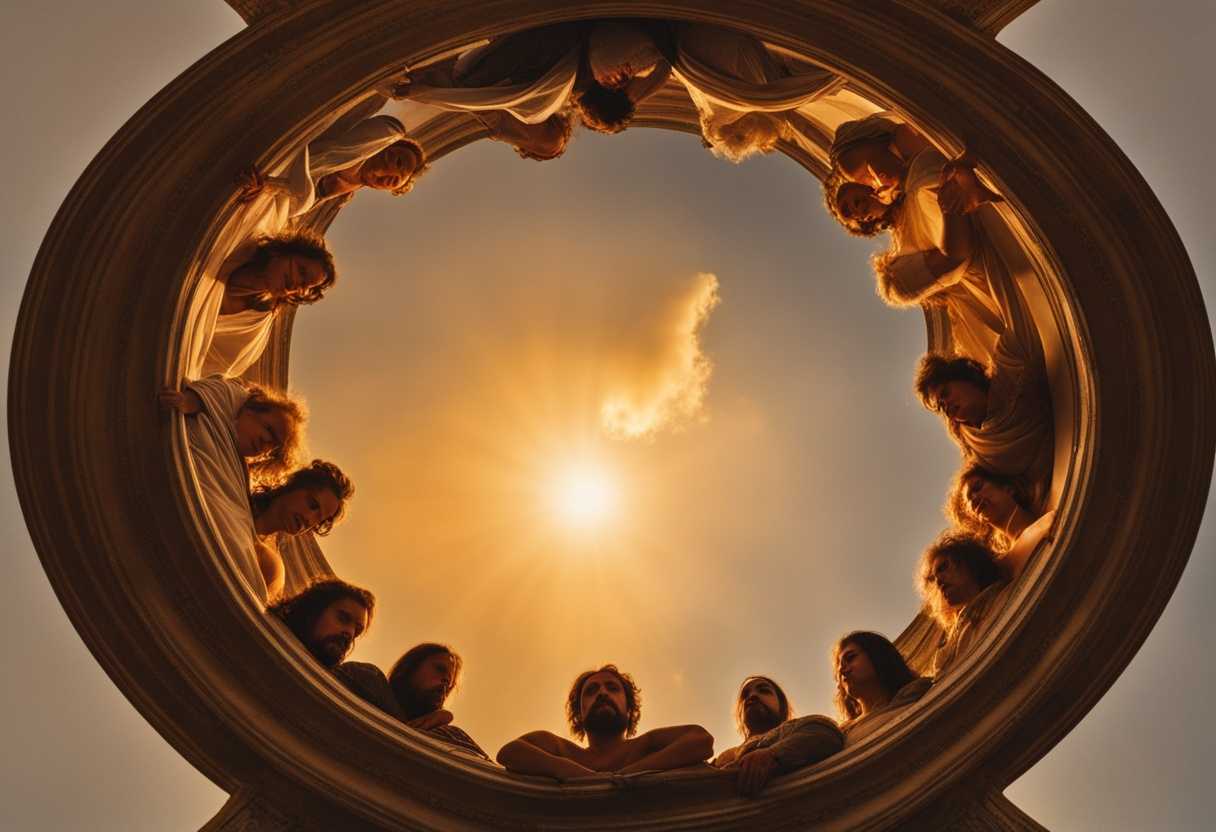 People-in-circle-at-sunset-faces-glowing-eyes-on-horizon-hair-tousled-by-wind_zllh