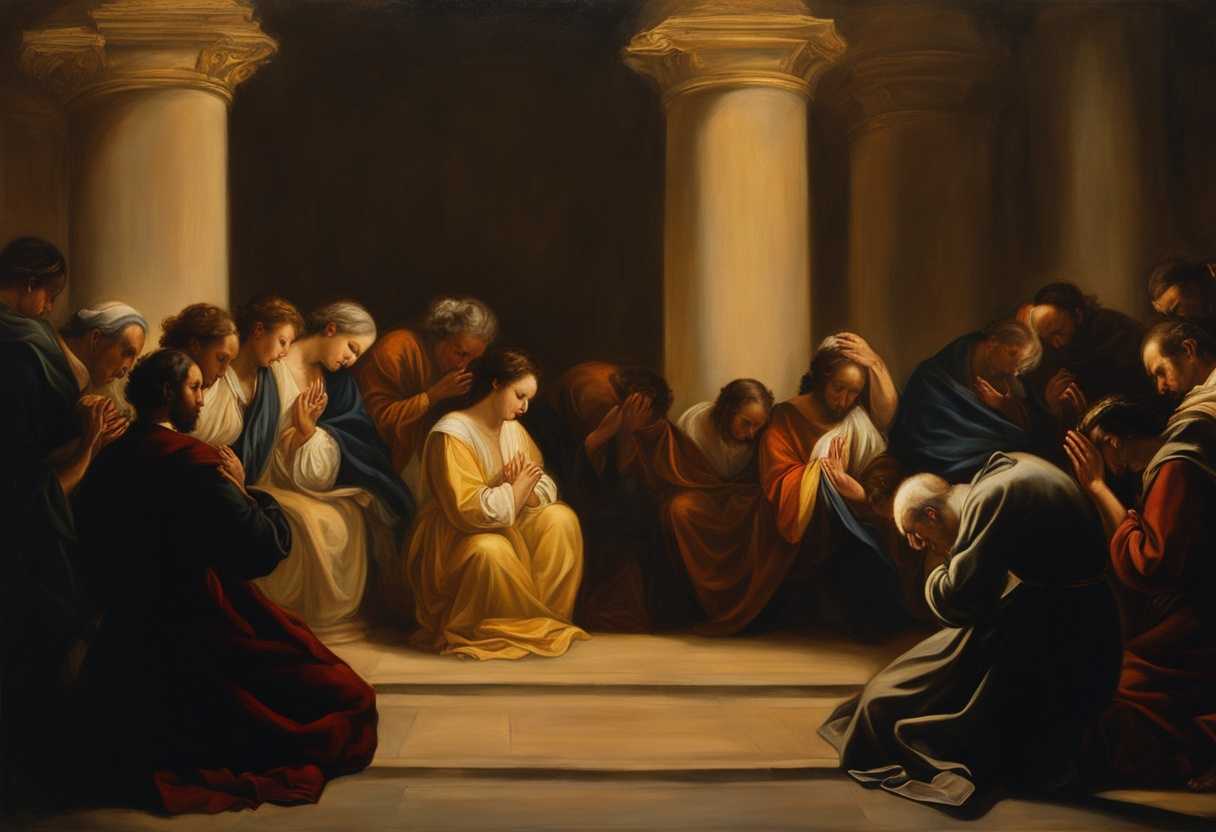People-in-circle-heads-bowed-in-prayer-hands-clasped-golden-light-serene-atmosphere_nhsr