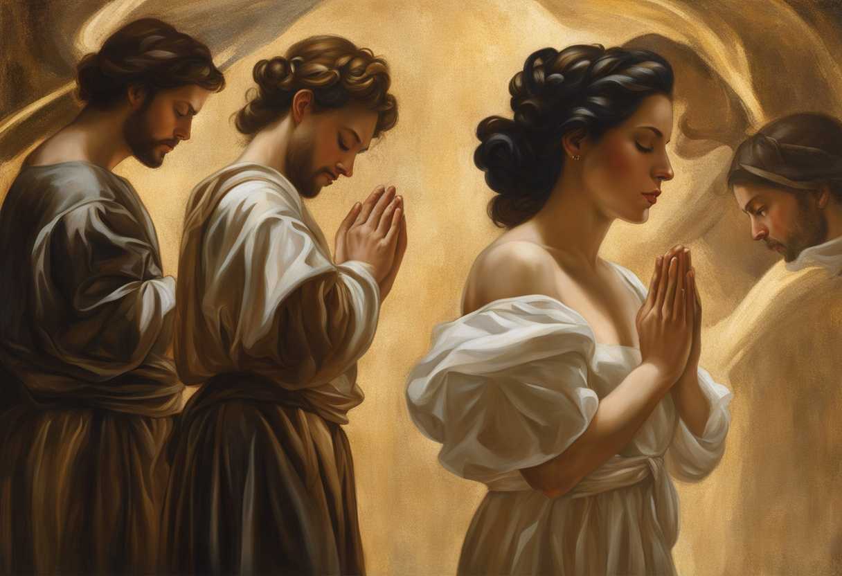 People-standing-in-golden-light-eyes-closed-in-contemplation-hands-clasped-in-prayer-serene_vbsz