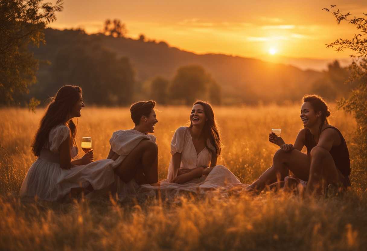 Friends-laughing-under-a-golden-sunset-sharing-stories-and-creating-memories-in-unity_fdag
