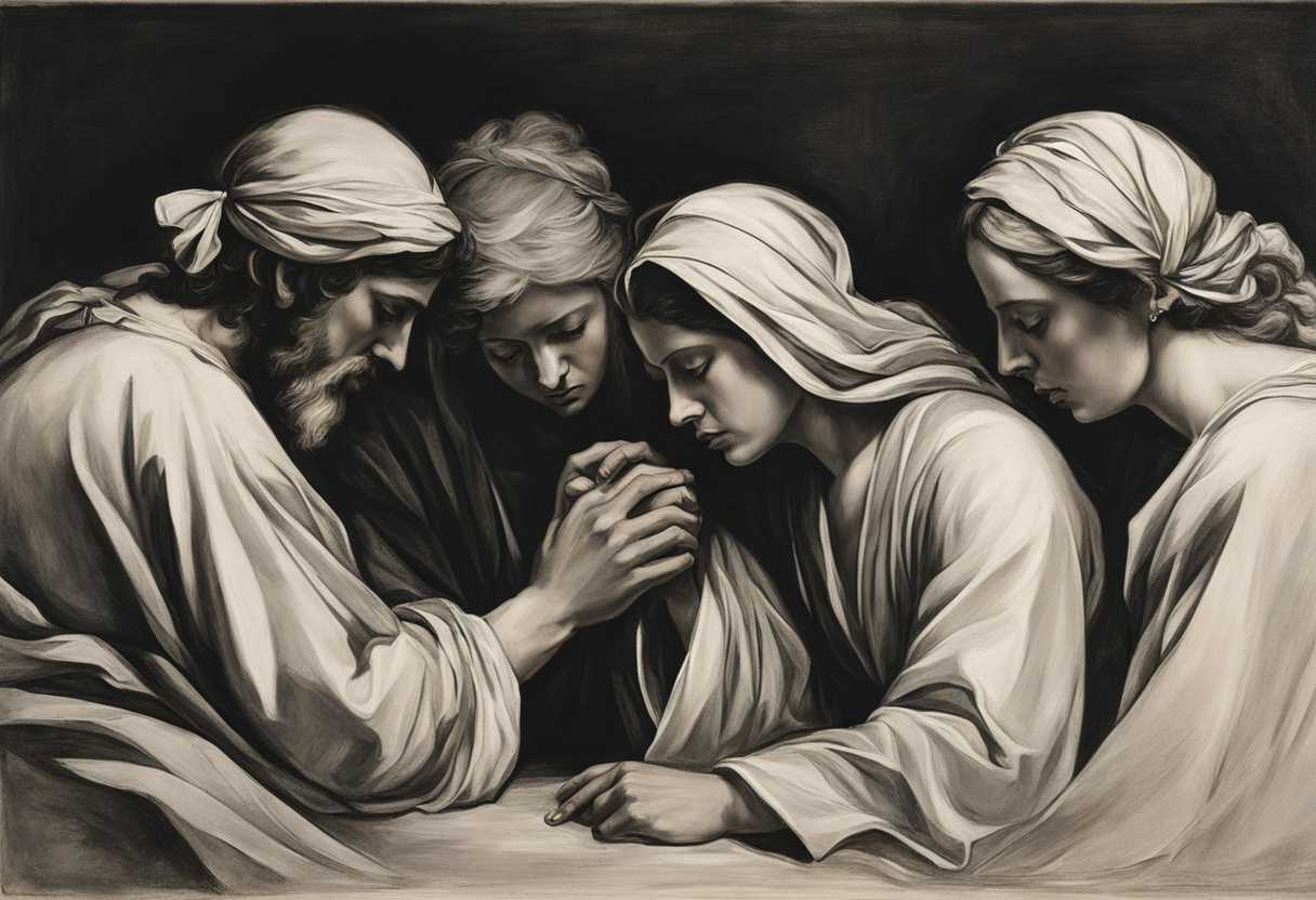 People-in-a-circle-heads-bowed-in-mourning-somber-and-reflective-sharing-raw-emotions_ejlf