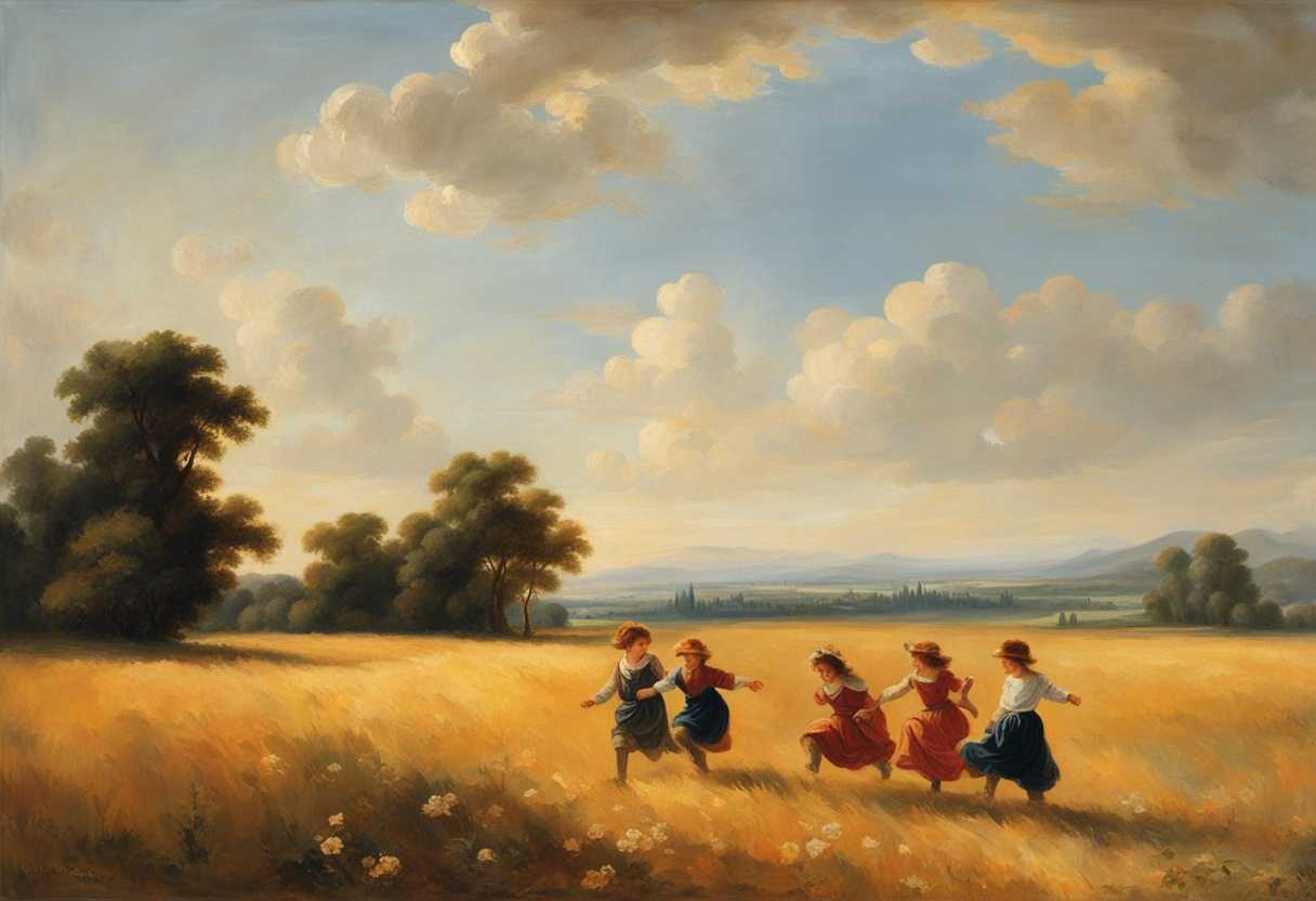 Children-frolic-in-a-sunlit-field-their-laughter-echoing-through-the-vibrant-carefree-scene_zjqz