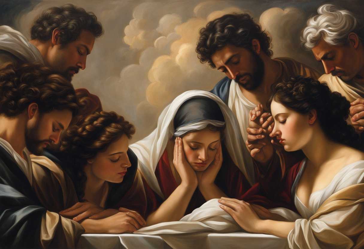 A-diverse-group-of-individuals-eyes-closed-heads-bowed-praying-together-in-serene-unity_pnsx