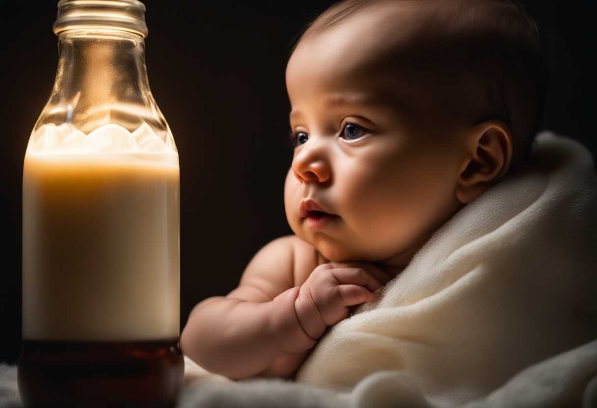 A-newborn-baby-peacefully-staring-at-a-glowing-bottle-of-milk-in-soft-light_zkae