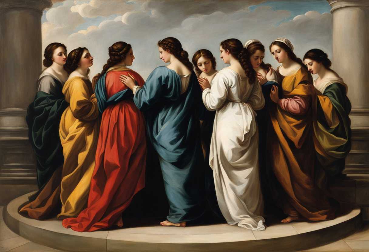 Holy-women-in-traditional-attire-form-a-circle-heads-bowed-in-reverence-and-unity_wcwj