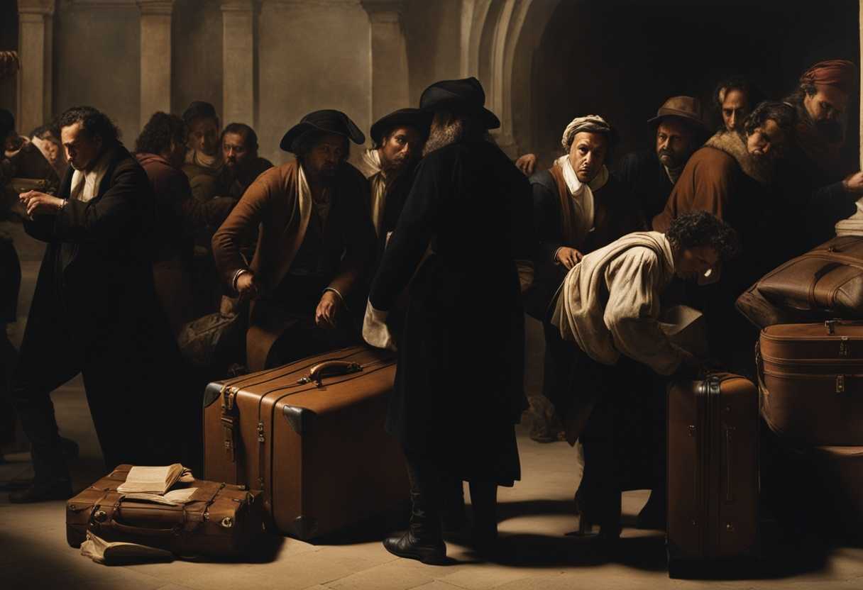 People-frantically-searching-through-luggage-in-dim-light-tense-atmosphere-raw-emotions-captured_mdls