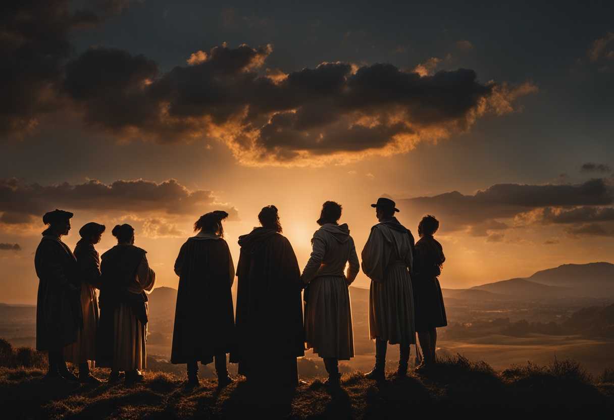 A-group-of-people-standing-united-at-sunset-their-resolve-shining-against-the-dark-sky_ffzq
