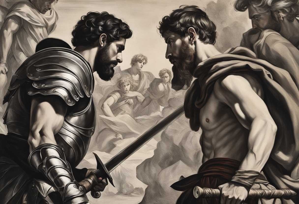 Goliath-and-David-face-off-tension-thick-giant-in-armor-determined-youth-ready_iwwj
