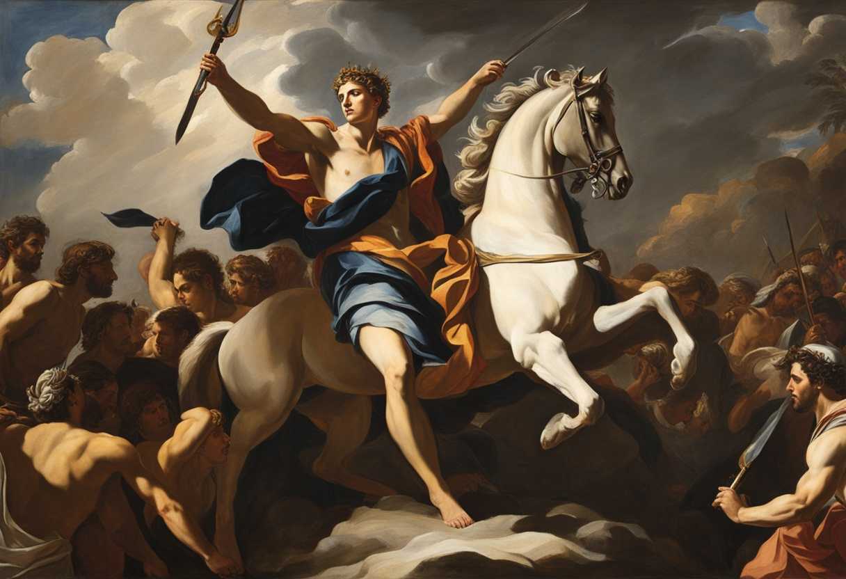 David-stands-tall-triumphant-over-Philistine-bathed-in-dramatic-light-shadows-emphasizing-victory_racs
