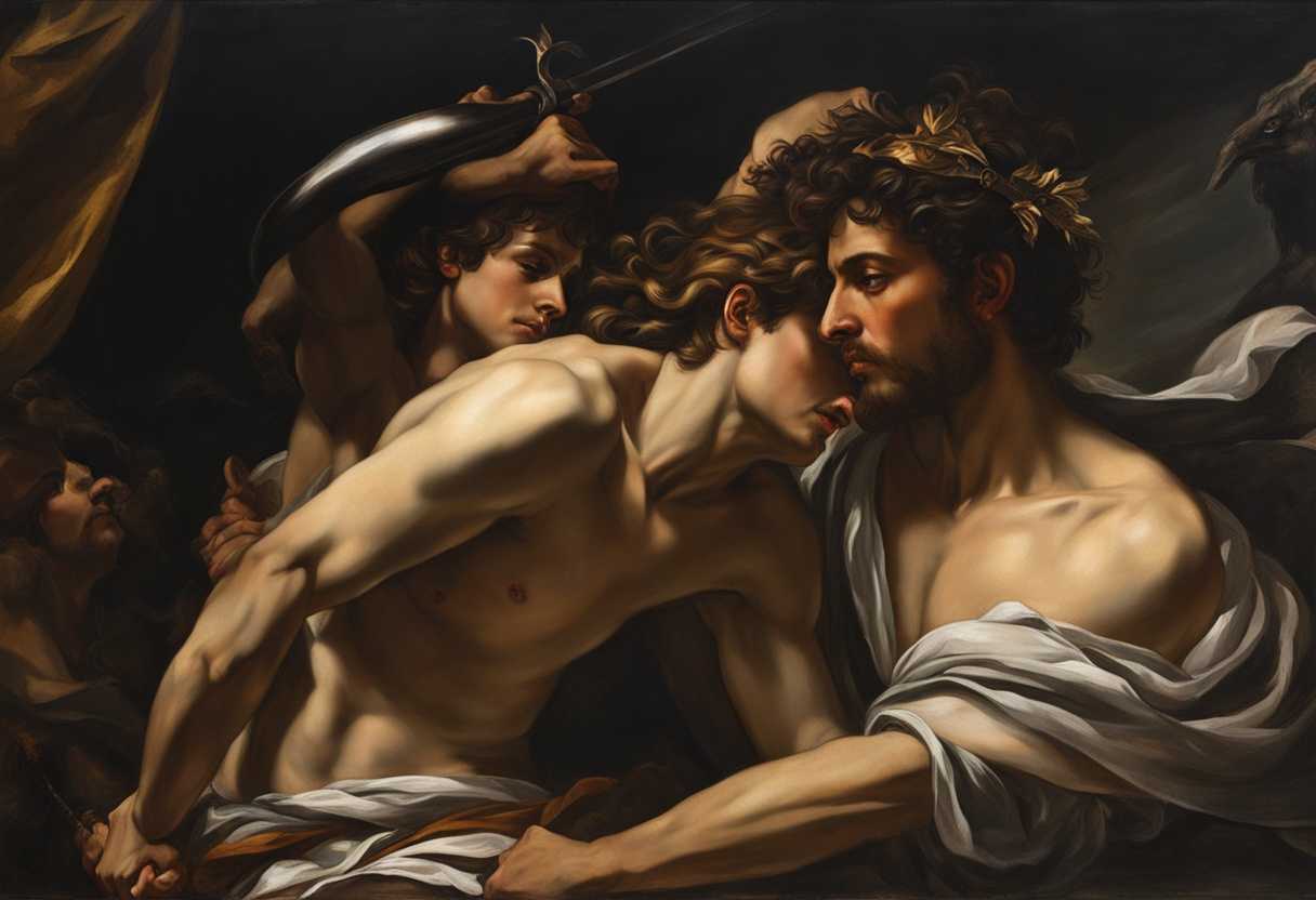 David-triumphantly-holds-Philistine's-head-intense-gaze-battlefield-aftermath-dramatic-lighting-_tvrj