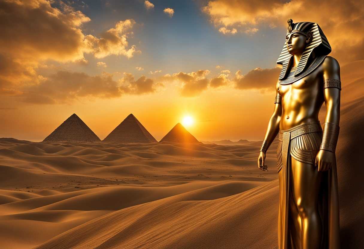 Egyptian-Pharaoh-stands-defiantly-in-golden-sunset-wearied-yet-resilient-facing-impending-departur_wtse
