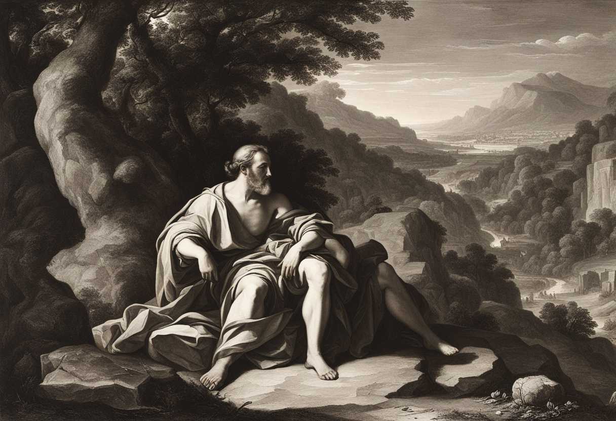 Saul-and-servant-in-Zuph-attentive-concerned-serene-anticipating-warm-glow-peaceful-landscape_sjjo