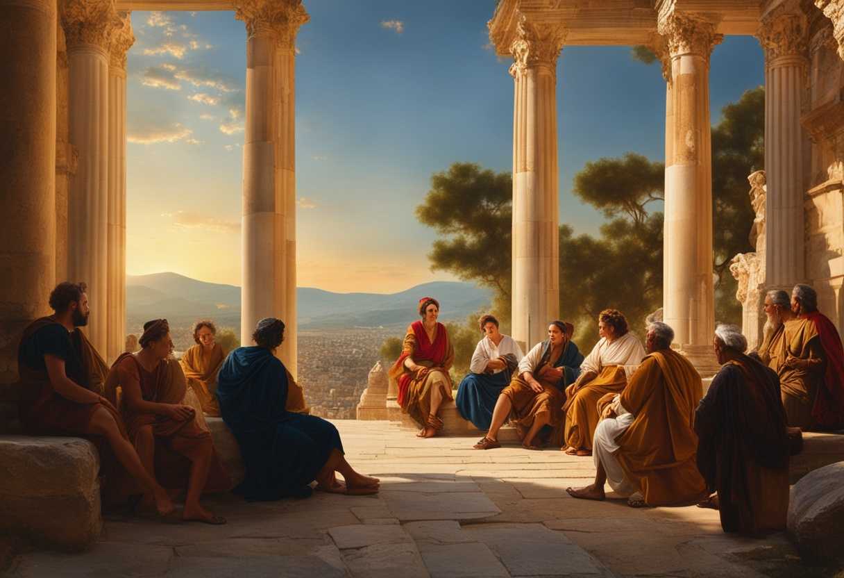 Intense-discussion-among-a-group-in-Ephesus-bathed-in-golden-sunlight-against-ancient-architecture_qchy