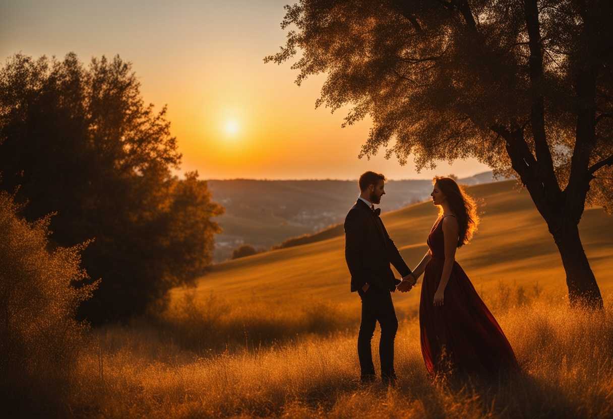 Young-couple-embraces-in-golden-sunset-casting-romantic-shadows-sharing-genuine-smiles-in-nature_msji