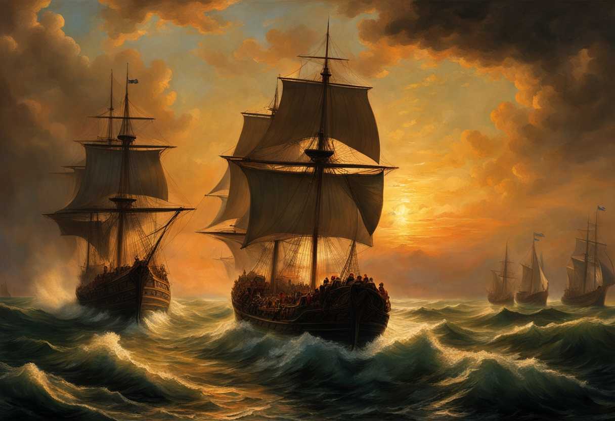 Tense-sunset-scene-Jehoshaphat-Ahaziah-majestic-ships-symbolize-alliance-foreboding-prophecy-El_tine