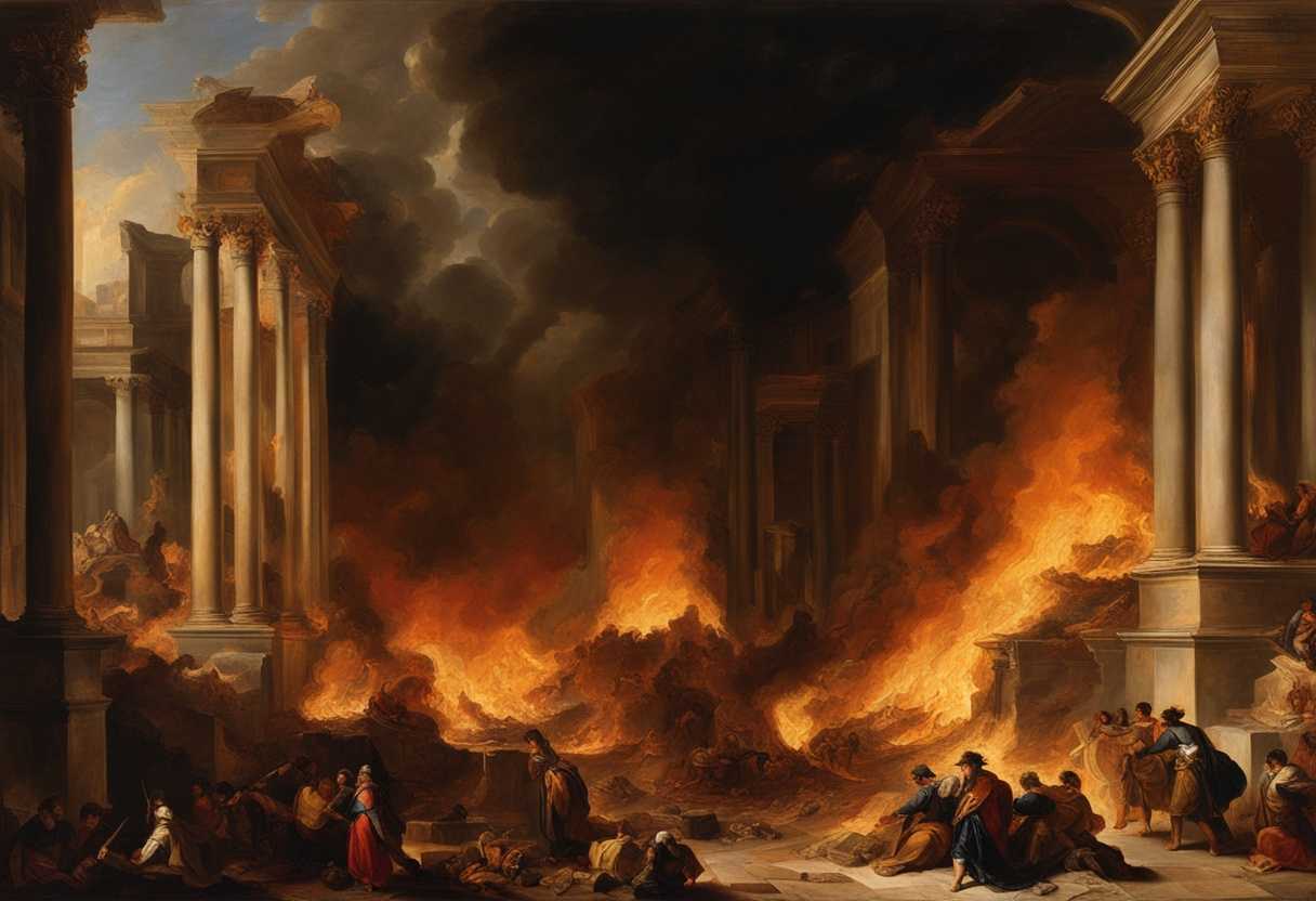 In-a-fiery-scene-a-broken-wall-of-Jerusalem-contrasts-with-burning-palaces-and-shattered-precious-v_amer