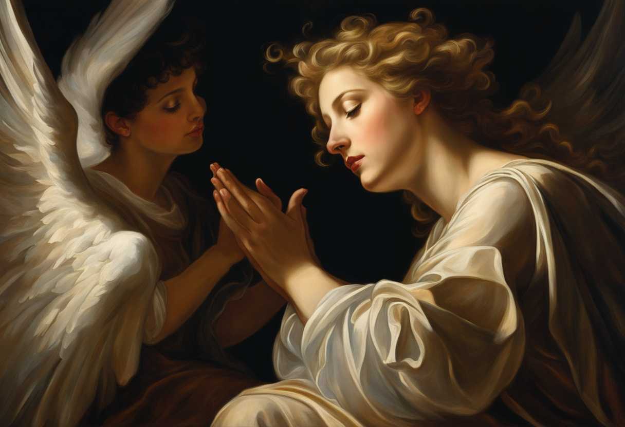 A-person-gazes-in-awe-at-an-angel's-heavenly-glow-in-a-divine-encounter_vvmm